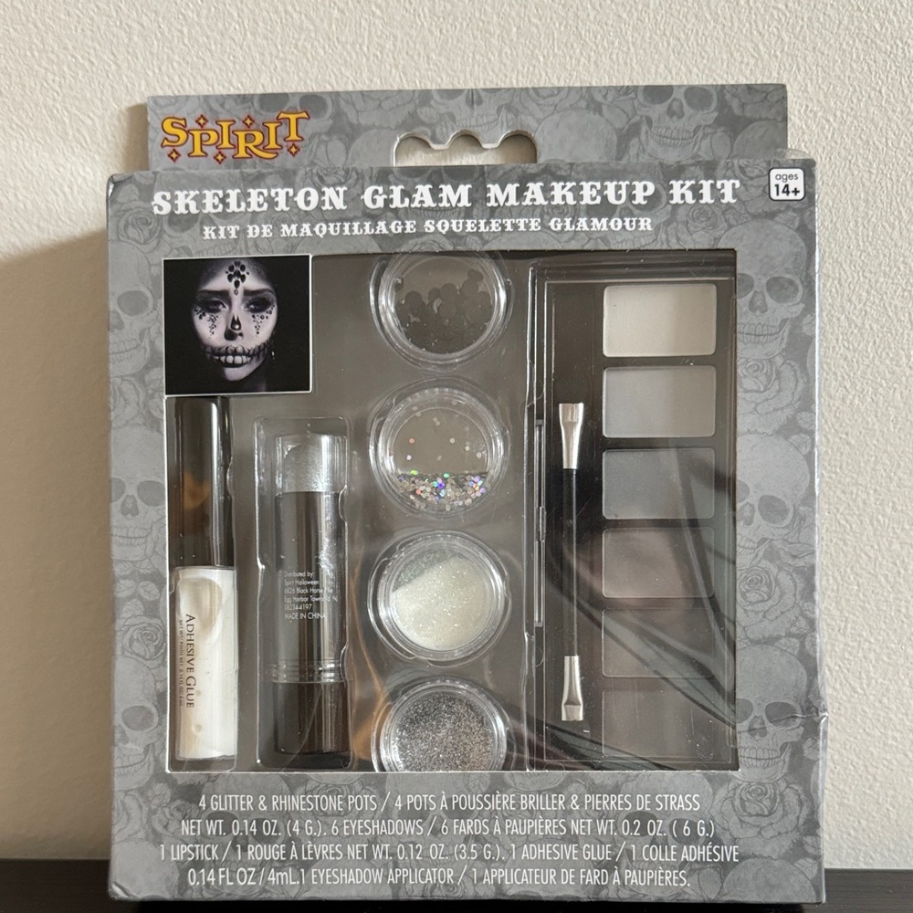 Spirit Skeleton Glam Makeup Kit with Black, White, Silver, and Gray